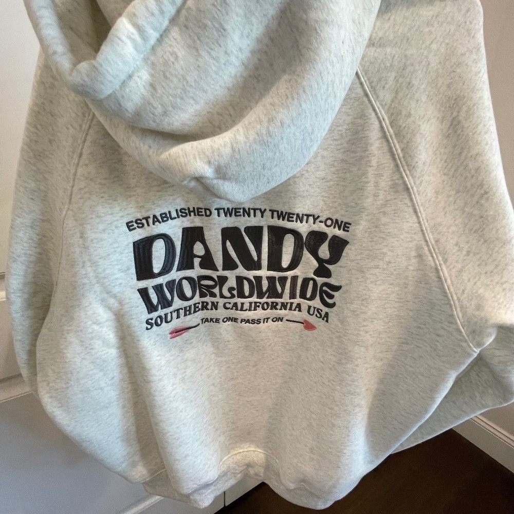 Dandy “ Heart on My Sleeve" Oversized M NWT Lux Hoodie in Heather Gray